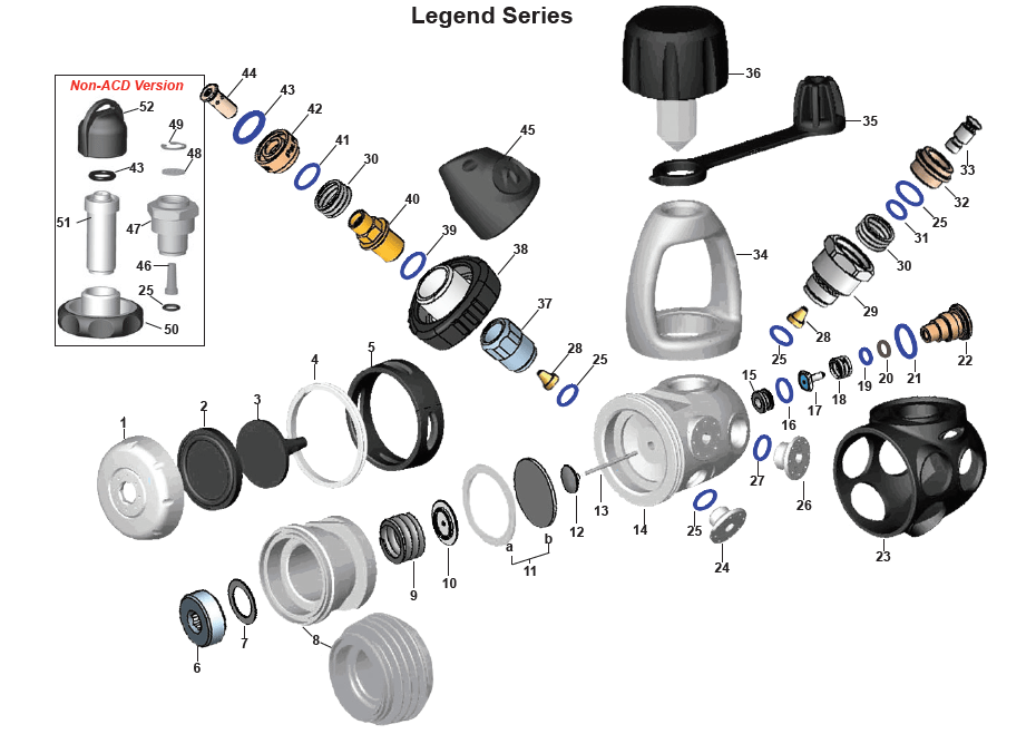 Aqualung Legend Series Exploded View Diagram